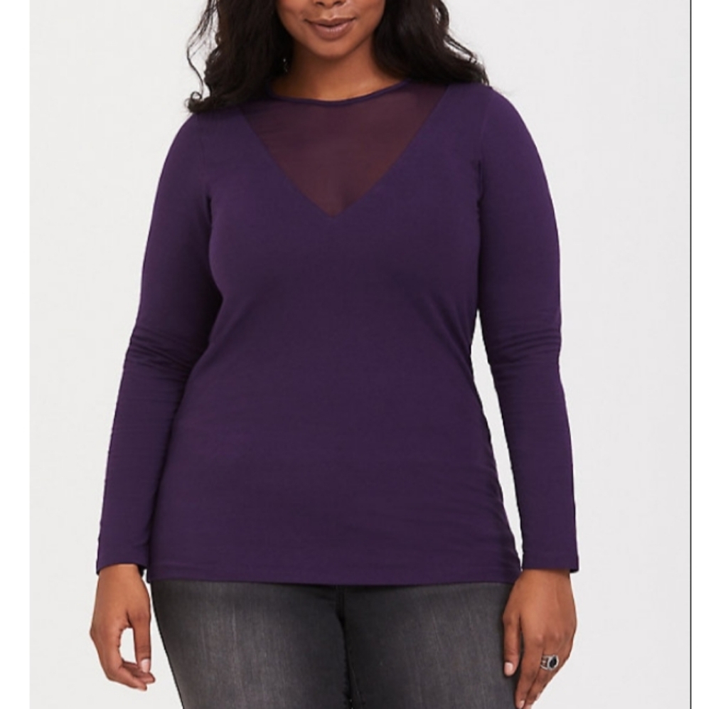 Torrid | Purple Mesh Foxy Tee